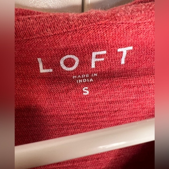 295. LOFT Red Hoodie with Cream Drawstrings Small - Picture 2 of 6